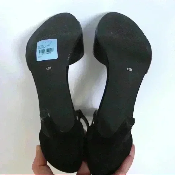 NEW Alfani Womens 9.5 Galeah Heels Black Peep Toe - Picture 6 of 9